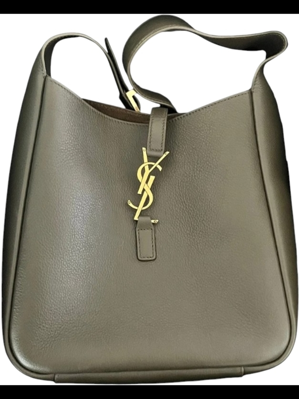 Saint Laurent Olive Le 5 à 7 leather handbBag with Gold YSL